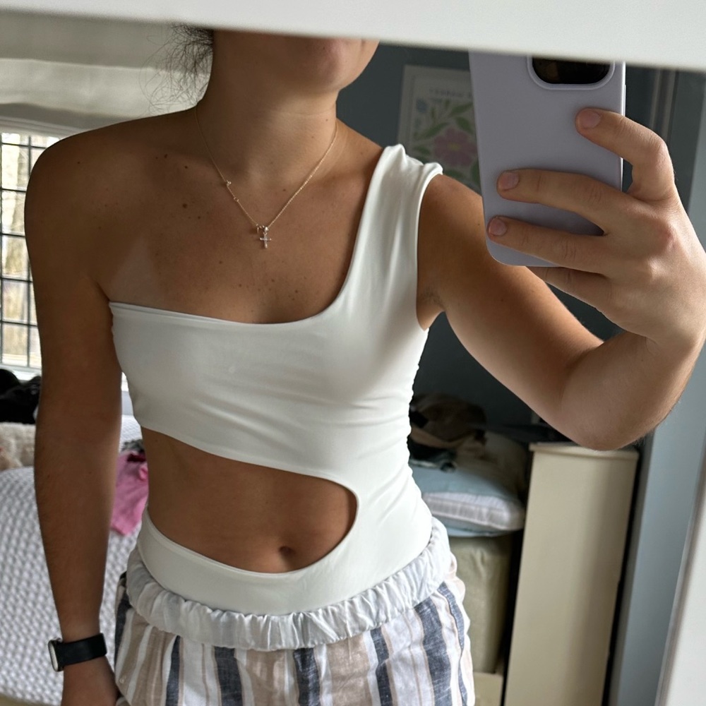 SOLD NWT PLT White Cut Out Bodysuit